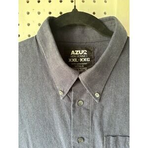 AZUR Men's Blue Long SLV Button Down Casual Shirt 100% Cotton XXL